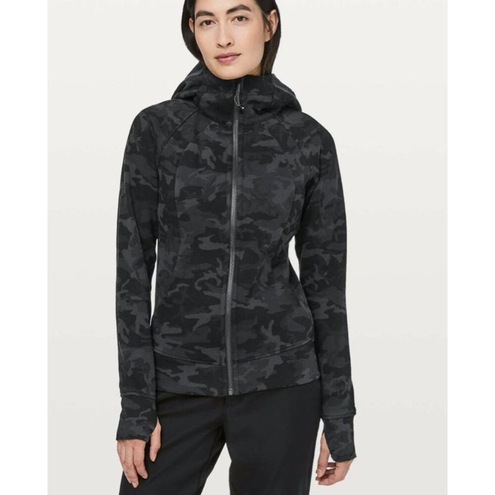 Lululemon Scuba Hoodie Light Cotton Fleece Incognito Camo Multi Grey Size 6